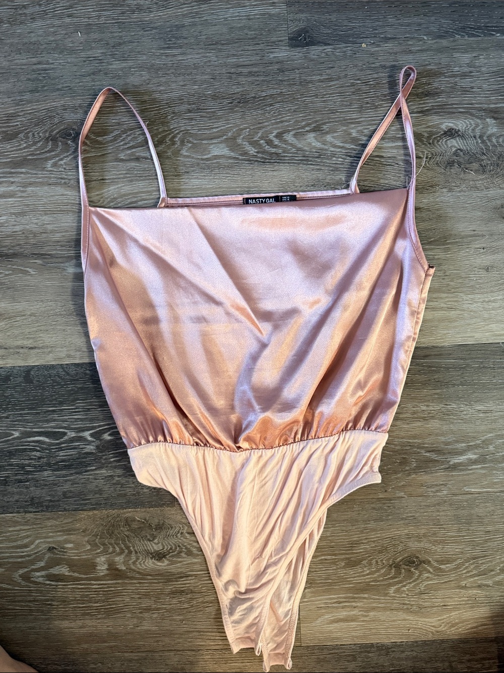 Nasty Gal Rose Gold Satin Bandeau Bodysuit